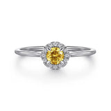 Diamond Halo Birthstone Ring