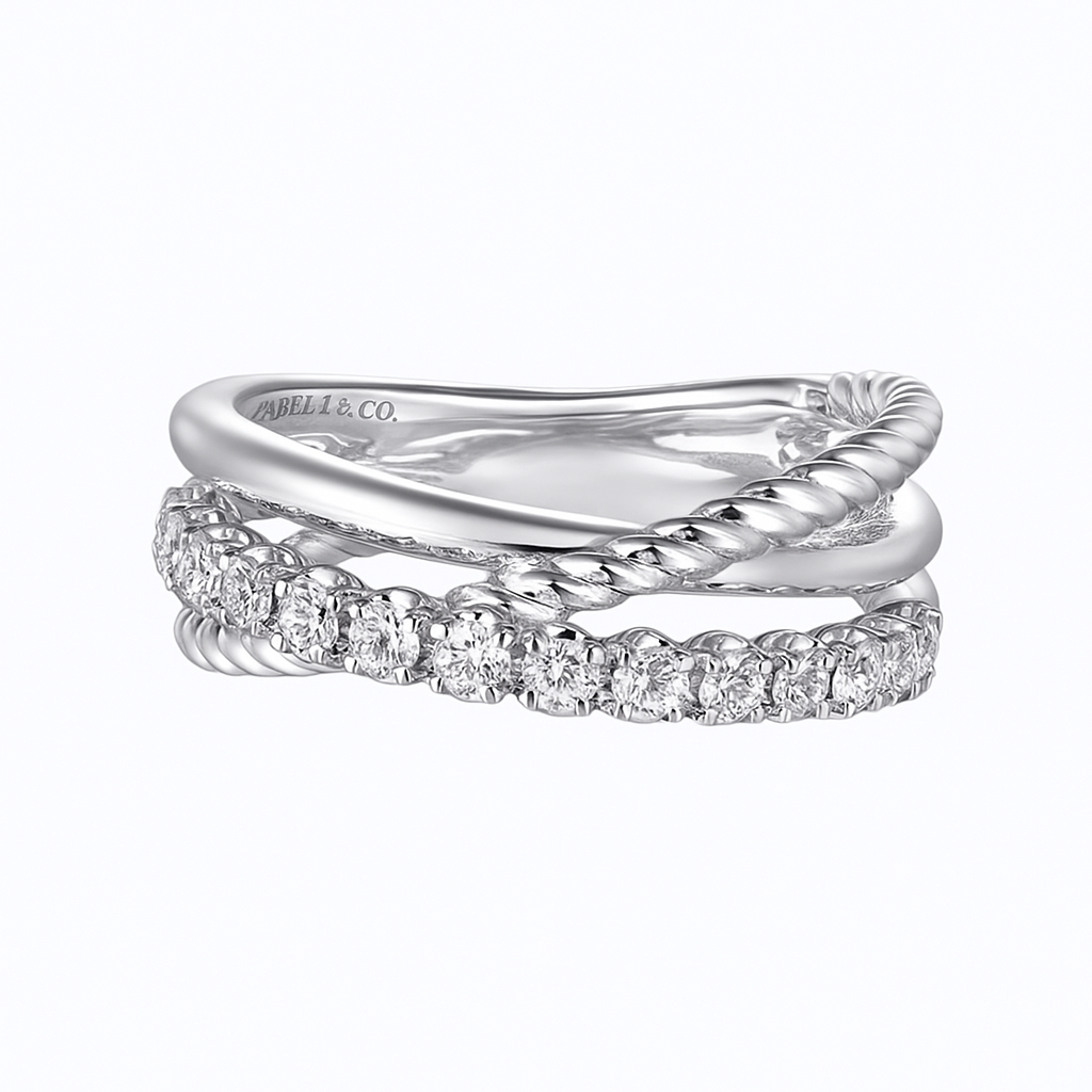 Diamond and Rope Criss Cross Ring