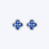 Bluebell Blue Sapphire and Diamond Flower Earrings