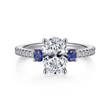 Chantal Oval Three Stone Sapphire and Diamond Engagement Ring