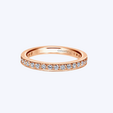 Vintage Inspired 14K Rose Gold Channel Prong Set Diamond Eternity Band