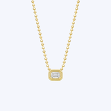 Diamond Emerald Cut Double Bezel Pendant Necklace