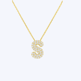 Puff Pave Diamond Initial Necklace