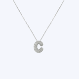 Puff Pave Diamond Initial Necklace