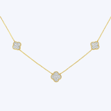 Clover Diamond Pave Station Necklace