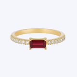 Emerald-Cut Ruby and Diamond Pave Band