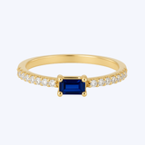Emerald-Cut Sapphire and Diamond Pave Band