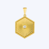 Golden Radiance Hexagon Diamond Pendant