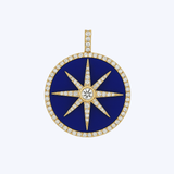 Lapis Diamond Compass Star Medallion Pendant