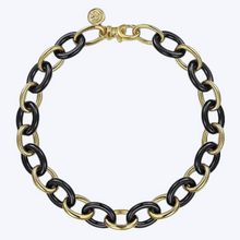 Load image into Gallery viewer, Oval Shape Hollow Tube &amp; Black Ceramic Tennis Bracelet
