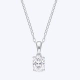 Oval Cut Single Diamond Pendant Necklace