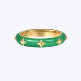 Mint Enamel - 14K Yellow Gold Stackable Ring