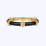Black Enamel - 14K Yellow Gold Stackable Ring