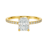 3.16ctw Radiant Lab-Grown Diamond Ring Pavé Setting w/ Hidden Halo