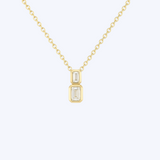 Double Baguette Diamond Drop Necklace