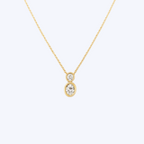 Double Bezel Diamond Drop Necklace