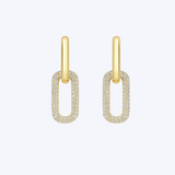 Diamond Textured Gold Link Drop Earrings