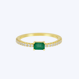 Emerald-Cut Emerald and Diamond Accent Ring