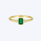 Bezel-Set Emerald and Diamond Ring