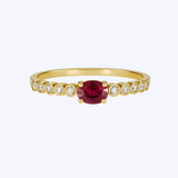 Oval Ruby and Bezel-Set Diamond Band