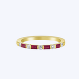 Ruby Baguette and Round Diamond Alternating Band