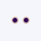 Amethyst Studs with Diamond Halo