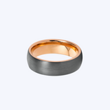 6mm Brushed Tungsten Band with Rose Gold Interior