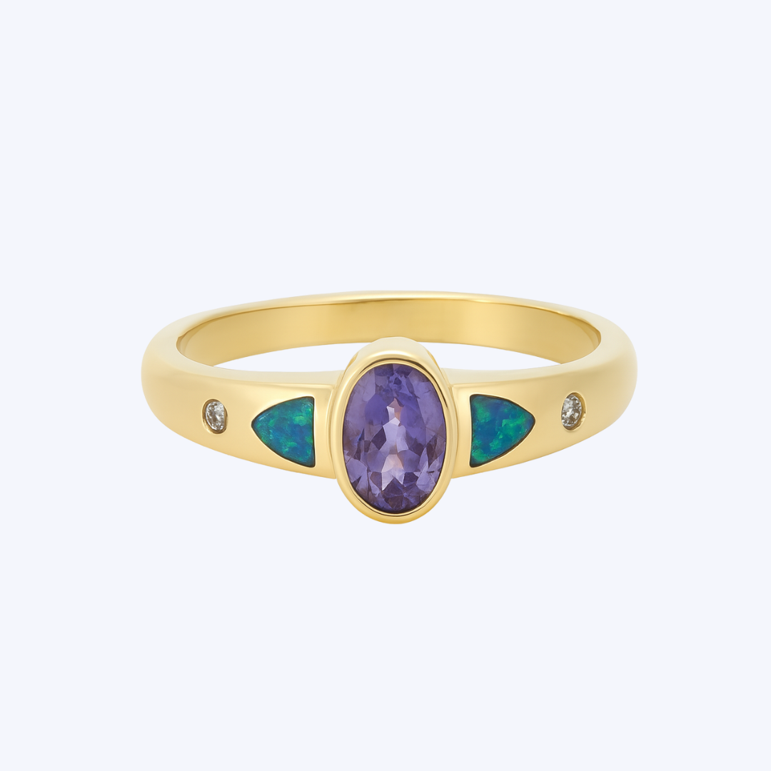 Oval Tanzanite and Opal Inlay Ring – Highland Diamond