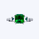 Emerald-Cut Emerald with Diamond Accents