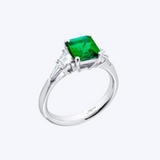 Emerald-Cut Emerald with Diamond Accents