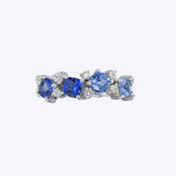 Blue Sapphire Ombre Cluster Band