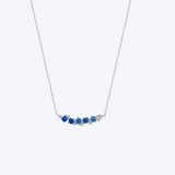 Blue Sapphire Cluster Bar Necklace