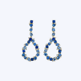Ombré Blue Sapphire Open Pear Shape Confetti Drop Earrings on Posts