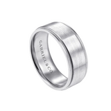 Liam 8mm Two Tone Men's Wedding Band in Satin Finish