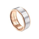 Liam 8mm Two Tone Men's Wedding Band in Satin Finish