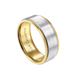 Liam 8mm Two Tone Men's Wedding Band in Satin Finish