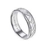 Oliver 7mm Engraved Woven Men's Wedding Band in Satin Finish