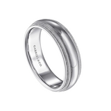 Damien 6mm High Polish Men's Wedding Band with Milgrain Edge