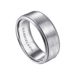 Benjamin 8mm Two Tone Beveled Edge Men's Wedding Band in Satin Finish