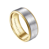 Benjamin 8mm Two Tone Beveled Edge Men's Wedding Band in Satin Finish