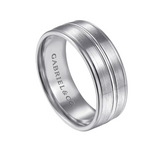 Beaux 8mm Two Tone Men's Wedding Band in Satin Finish