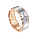 Beaux 8mm Two Tone Men's Wedding Band in Satin Finish