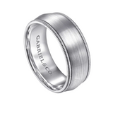 Aaron 8mm Two Tone Men's Wedding Band in Satin Finish