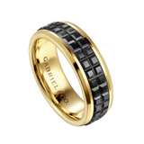 Brad 7mm Two Tone Black Ceramic Beveled Edge Men's Wedding Band