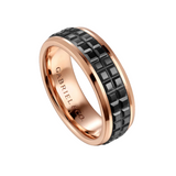Brad 7mm Two Tone Black Ceramic Beveled Edge Men's Wedding Band
