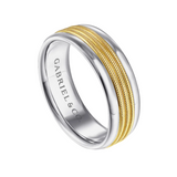 Ethan 7mm Two Tone Men's Wedding Band in High Polished Finish