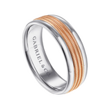 Ethan 7mm Two Tone Men's Wedding Band in High Polished Finish