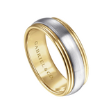 Derek 8mm Two Tone Men's Wedding Band in Satin Finish