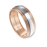 Derek 8mm Two Tone Men's Wedding Band in Satin Finish