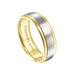 David 7mm Two Tone Men's Wedding Band in Satin Finish